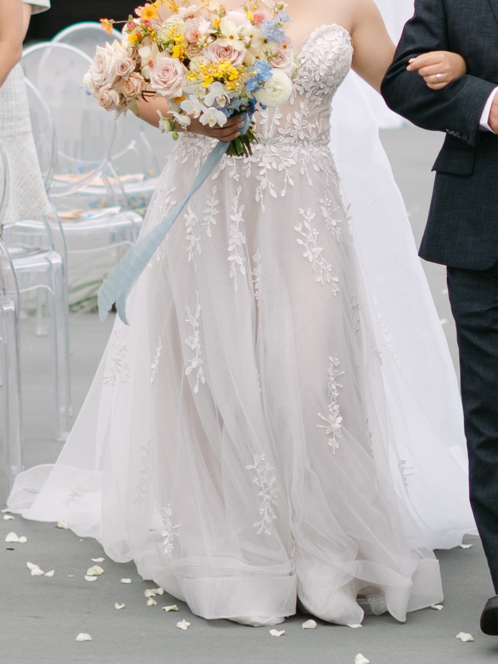 Andrea & Leo Couture - Willow - Embroidered Tulle Wedding Dress in Ivory